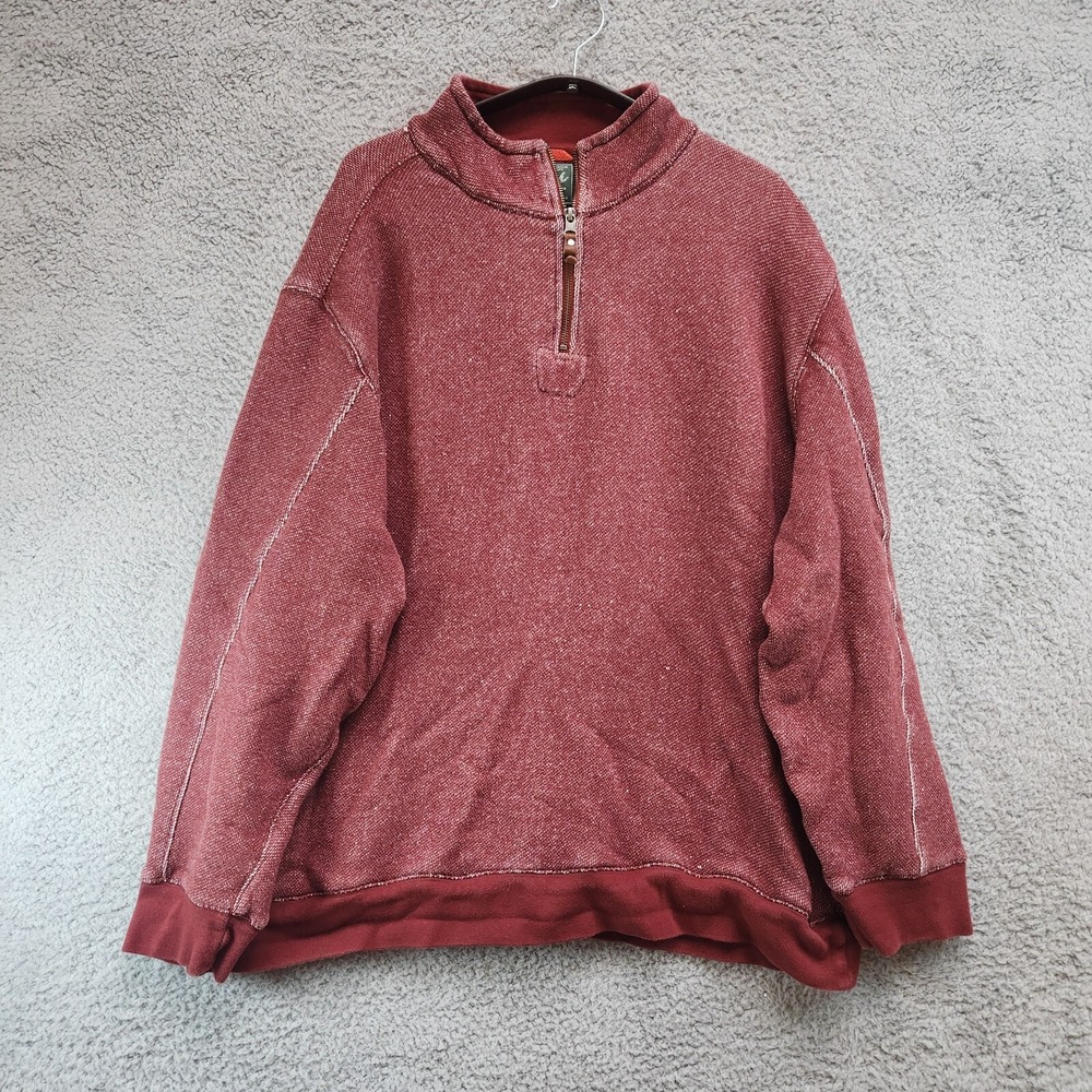 Woolrich Sweater Men's 2XL Red 100% Cotton Long Sleeve Knitted Mock Neck 1/4 Zip